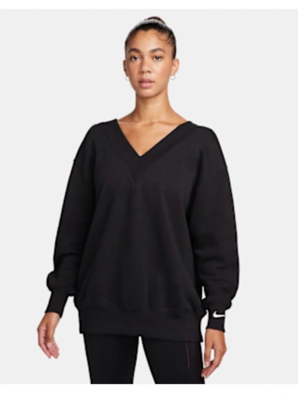 Nike Women's Black V-Neck Oversized Sweatshirt